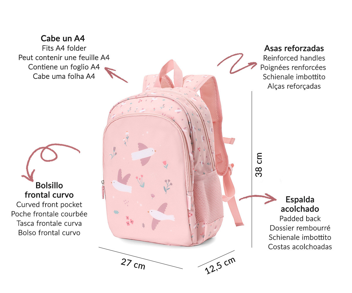 MOCHILA BLOSSOM BIRDS CON LLAVERO - Imagen 3