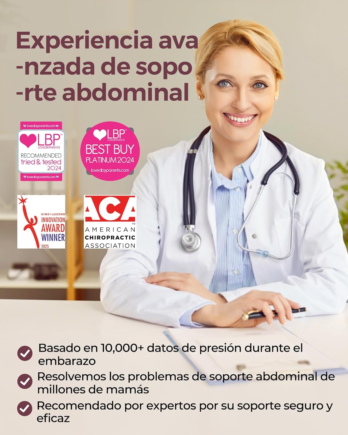 FAJA DE MATERNIDAD PREPARTO TALLA «XL» ROSA - Imagen 3