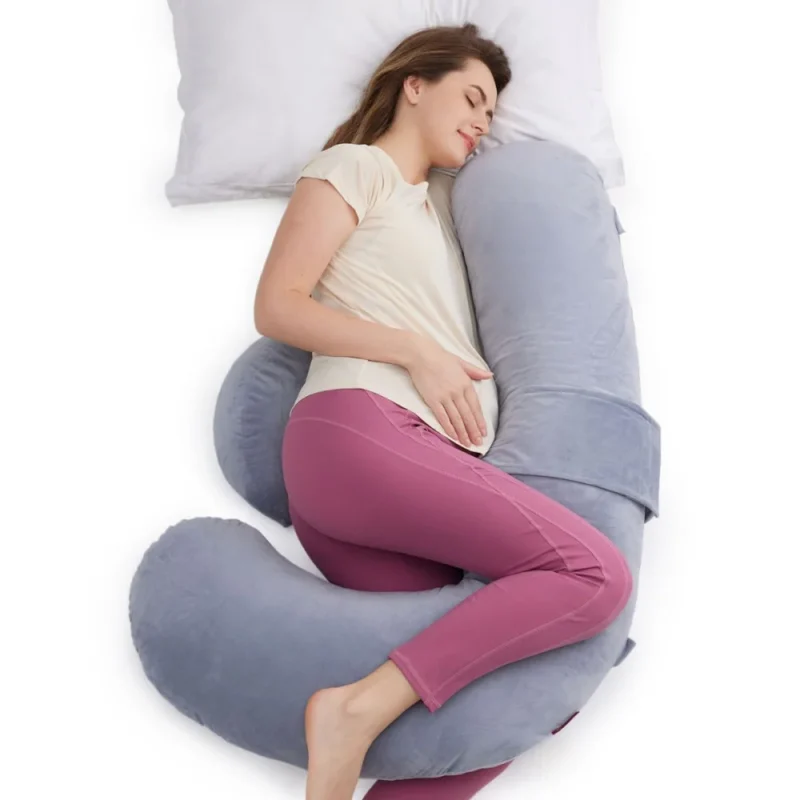 ALMOHADA DE LACTANCIA FORMA "F" GRIS
