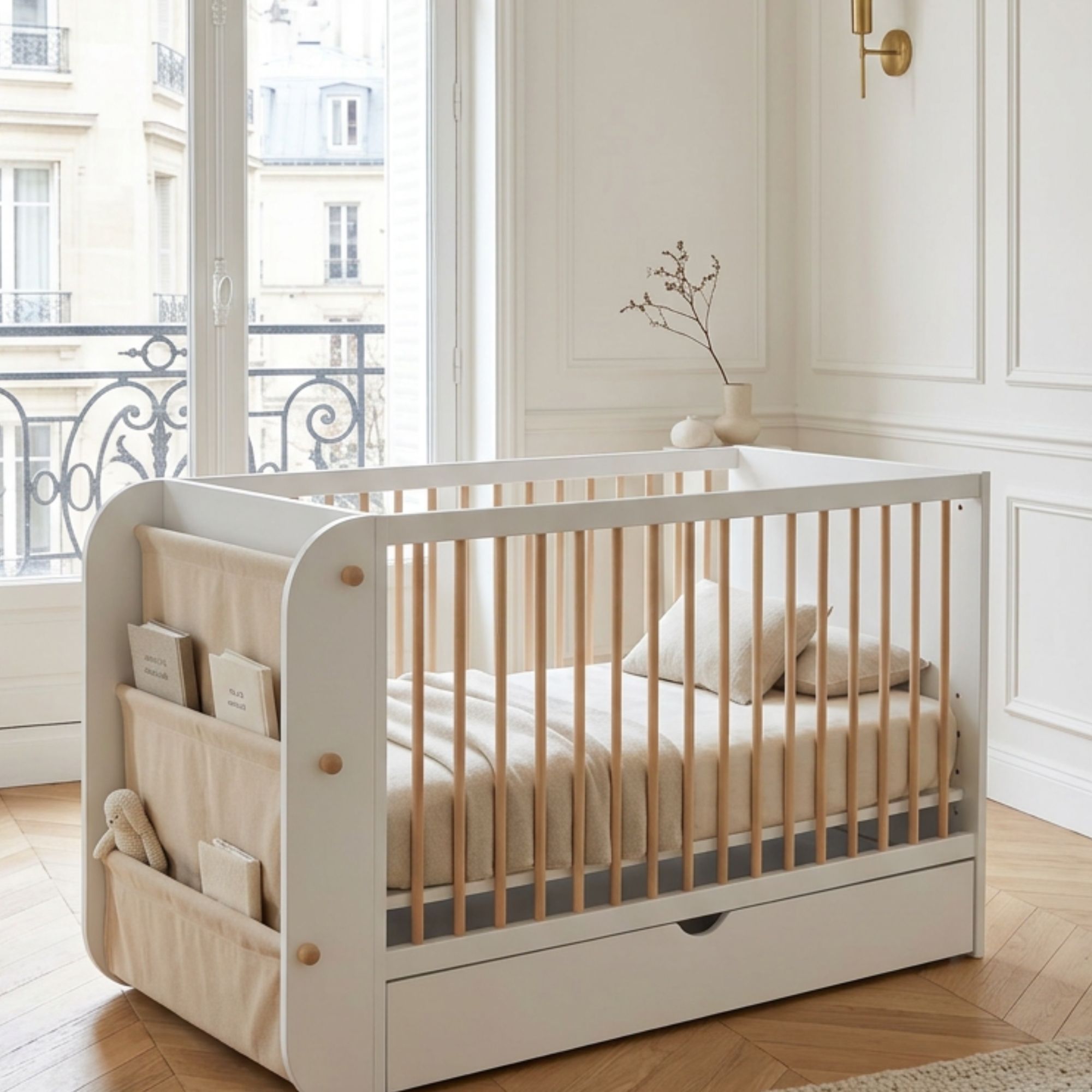 CUNA EVOLUTIVA SALONICA BLANCO/MADERA NATURAL - Imagen 12