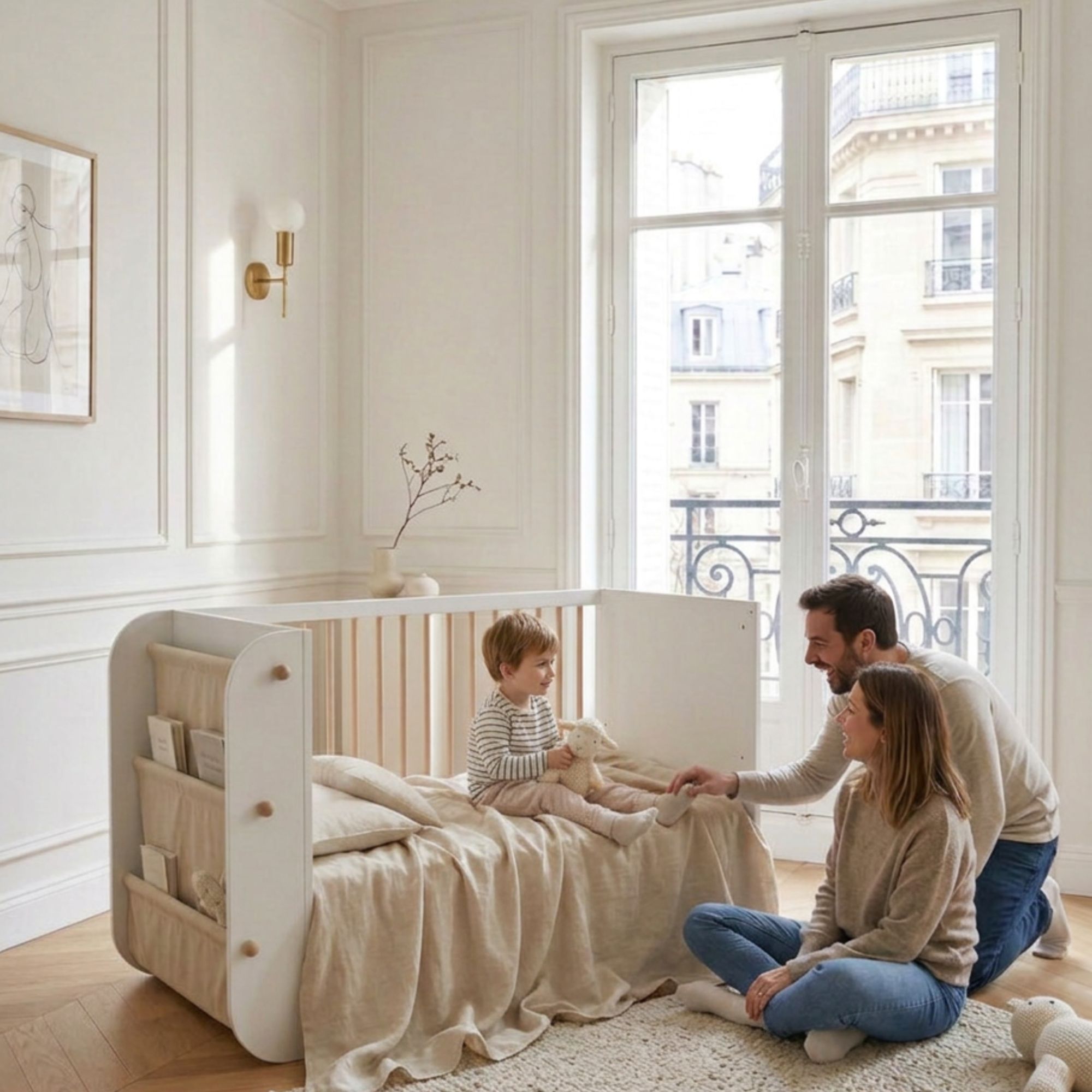 CUNA EVOLUTIVA SALONICA BLANCO/MADERA NATURAL - Imagen 11