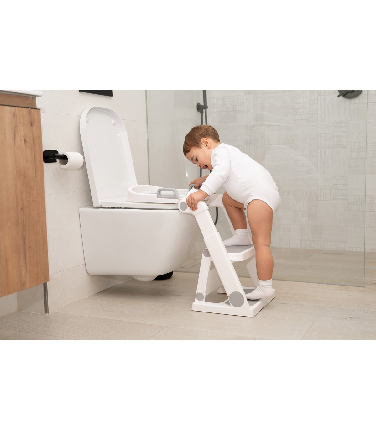 REDUCTOR BAÑO WC CON ESCALERA GRIS - Imagen 3