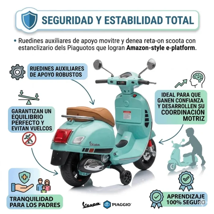 MOTO VESPA PIAGGIO VERDE 12V - Imagen 2
